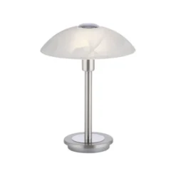 LED Tischleuchte silber Alabaster Dekor Glas 3 Stufen Touchdimmer