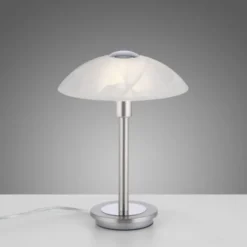 LED Tischleuchte silber Alabaster Dekor Glas 3 Stufen Touchdimmer