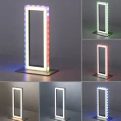 LED Tischleuchte silberfarbig Schnurschalter Rainbow RGB Fernbedienung