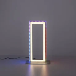 LED Tischleuchte silberfarbig Schnurschalter Rainbow RGB Fernbedienung