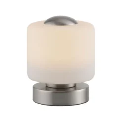 LED Tischleuchte silber farbig rund Touchdimmer zeitloses Design