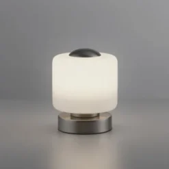 LED Tischleuchte silber farbig rund Touchdimmer zeitloses Design