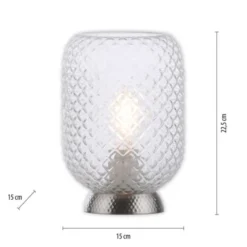 LED Tischleuchte silber Lichtspiel geriffelt Klarglas Schnurschalter