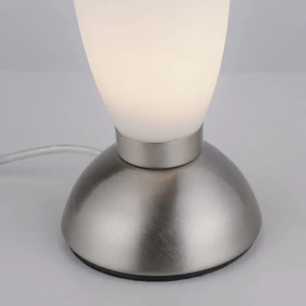 LED Tischleuchte silber Opalglas 3 Stufen Touchdimmer