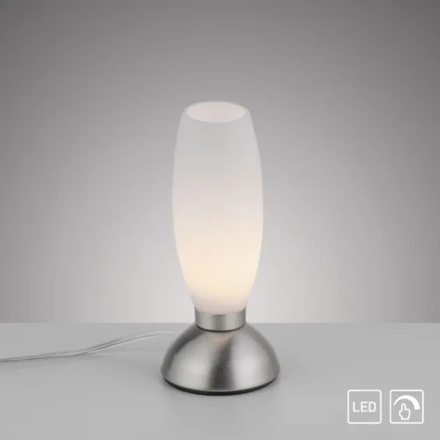 LED Tischleuchte silber Opalglas 3 Stufen Touchdimmer