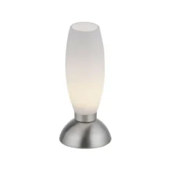LED Tischleuchte silber Opalglas 3 Stufen Touchdimmer