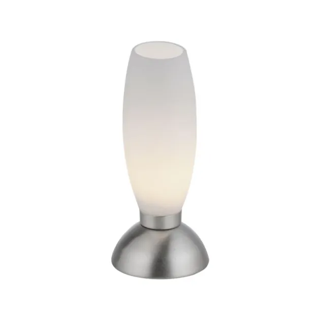 LED Tischleuchte silber Opalglas 3 Stufen Touchdimmer