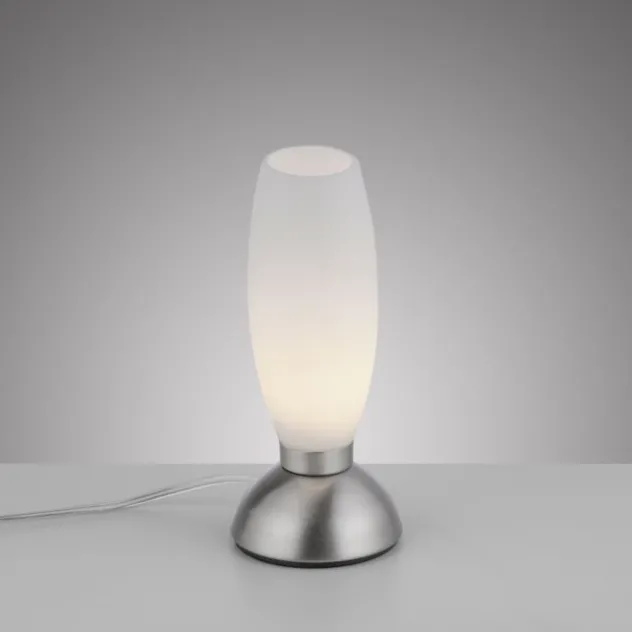 LED Tischleuchte silber Opalglas 3 Stufen Touchdimmer