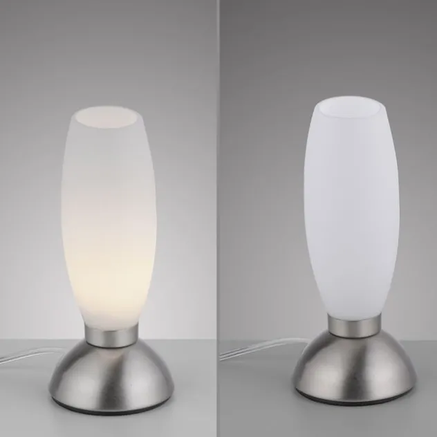 LED Tischleuchte silber Opalglas 3 Stufen Touchdimmer