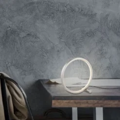 LED Tischleuchte silber ring minimalistisch Schnurschalter Beistellampe