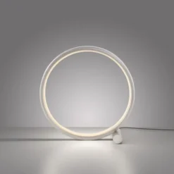 LED Tischleuchte silber ring minimalistisch Schnurschalter Beistellampe