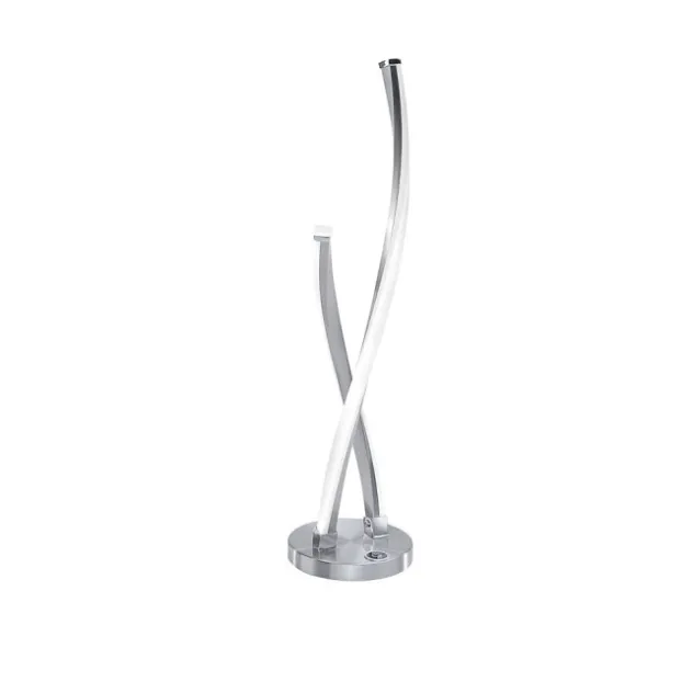 LED Tischleuchte, stahlfarben, geschwungenes Design, dimmbar