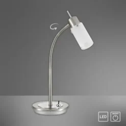 LED-Tischleuchte, stahl, inkl. Kippschalter, modern, inkl. Glasschirm