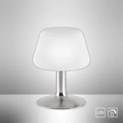 LED-Tischleuchte, Stahl, Opalglas, warmweißes Licht, dimmbar