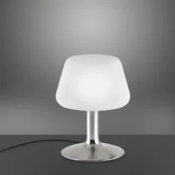 LED-Tischleuchte, Stahl, Opalglas, warmweißes Licht, dimmbar