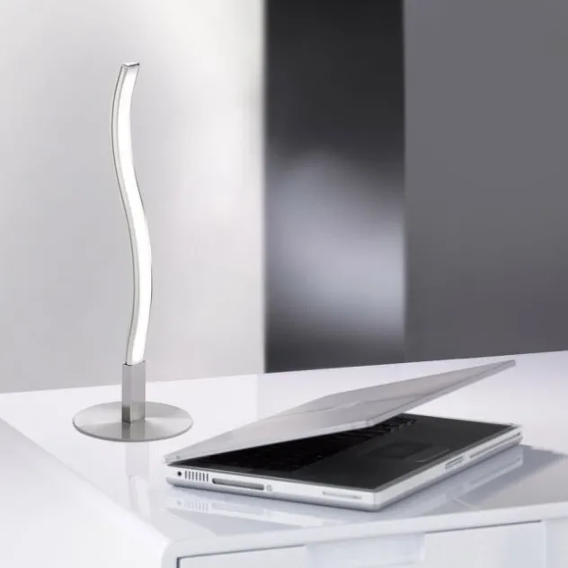 LED-Tischleuchte, stahl, Wellenform, modern, blendfrei, 30cm hoch