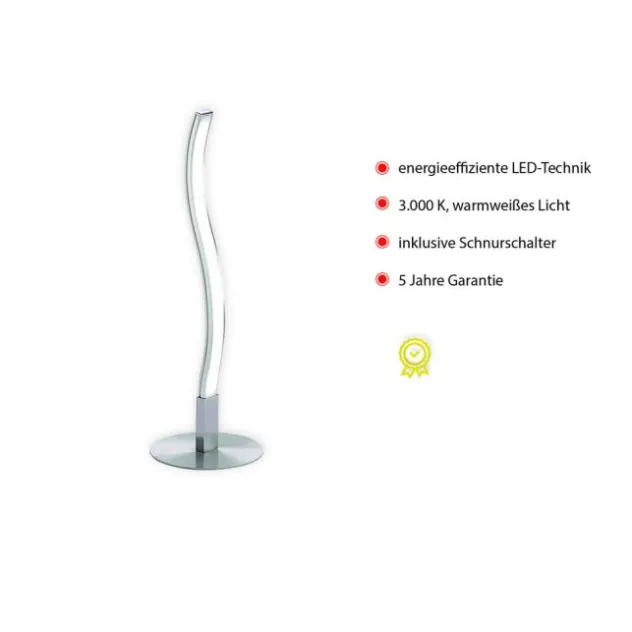 LED-Tischleuchte, stahl, Wellenform, modern, blendfrei, 30cm hoch