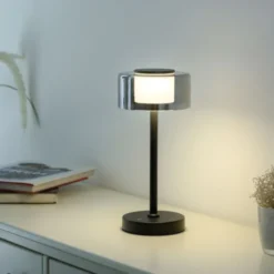 LED Tischleuchte USB schwarz Akku Touchdimmer Memoryfunktion