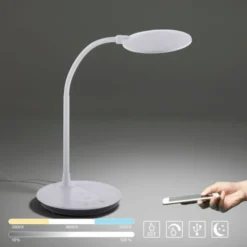 LED-Tischleuchte, weiß, Dimmbar, CCT, inkl. Ladestation für Smartphone