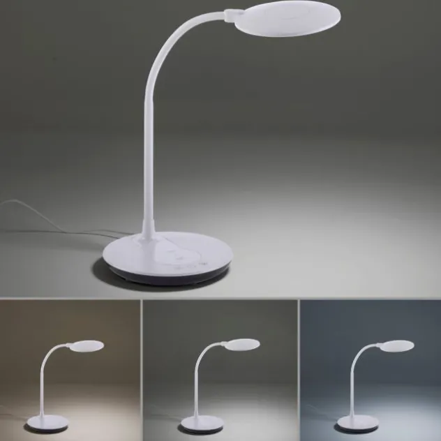 LED-Tischleuchte, weiß, Dimmbar, CCT, inkl. Ladestation für Smartphone