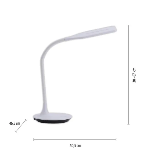 LED-Tischleuchte, weiß, Flexarm, Lichtfarbsteuerung, dimmbar