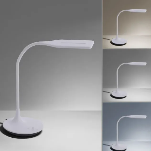 LED-Tischleuchte, weiß, Flexarm, Lichtfarbsteuerung, dimmbar