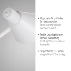 LED Tischleuchte weiß mit Schalter flexible Schreibtischleuchte