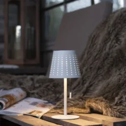 LED Tischleuchte, weiss, dimmbar, solarbetrieben, modern, kabellos