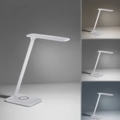 LED Tischleuchte, weiss, kabellose QI-Ladefunktion, Touchdimmer, CCT