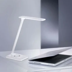 LED Tischleuchte, weiss, kabellose QI-Ladefunktion, Touchdimmer, CCT