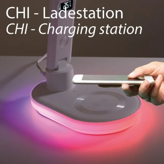 LED Tischleuchte weiß Touchdimmer Ladefunktion Handy USB kabellos