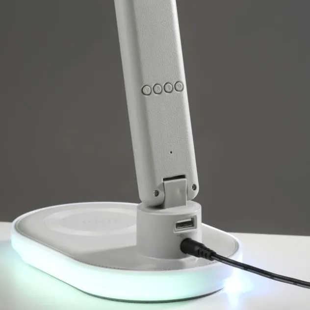 LED Tischleuchte weiß Touchdimmer Ladefunktion Handy USB kabellos