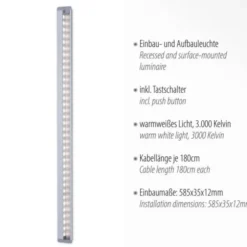 LED-Unterbauleuchte, Aluminium, warmweiße Lichtfarbe, inkl. Tastschalter