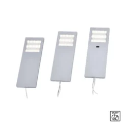 LED-Unterbauleuchten, 3er Set, Aluminium, warmweiße Lichtfarbe, modern