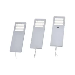 LED-Unterbauleuchten, 3er Set, Aluminium, warmweiße Lichtfarbe, modern
