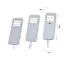 LED-Unterbauleuchten, 3er Set, Aluminium, warmweiße Lichtfarbe, modern
