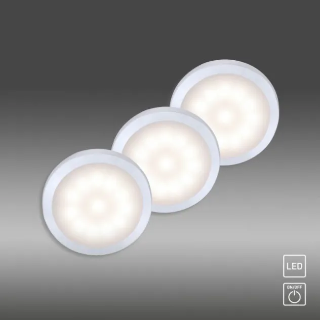 LED-Unterbauleuchten 3er Set, inkl.Anschlussleitung, silber