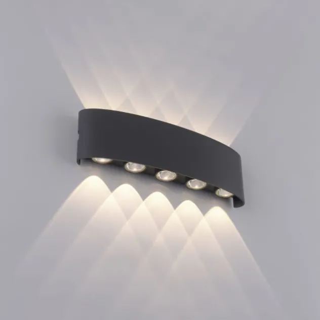 LED Wandlampe 10 flammig anthrazit farbig Außenlampe Innenlampe dekorativ