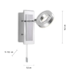 LED-Wandleuchte, aluminium-matt, IP44, Zugschalter, dreh und schwenkbar