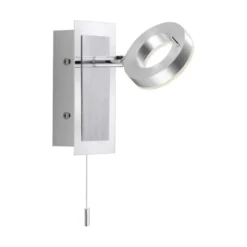 LED-Wandleuchte, aluminium-matt, IP44, Zugschalter, dreh und schwenkbar