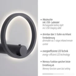 LED Wandleuchte anthrazit dimmbar per Fernbedienung Memoryfunktion