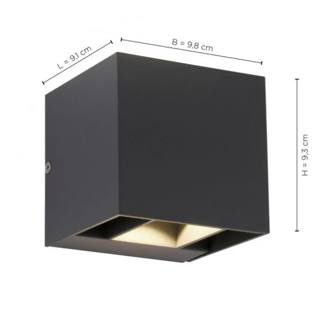LED-Wandleuchte, anthrazit, IP 54, warmweiß, 3000 Kelvin, Abstrahlwinkel einstellbar