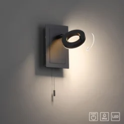 LED Wandleuchte anthrazit matt 1flammig drehbar Schalter spritzwasserschutz