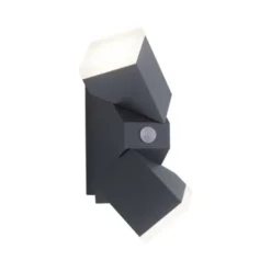 LED Wandleuchte, anthrazit, schlichtes Design, schwenkbar, Bewegungsmelder