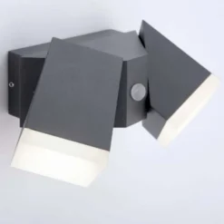 LED Wandleuchte, anthrazit, schlichtes Design, schwenkbar, Bewegungsmelder
