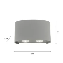 LED-Wandleuchte, Außenleuchte, silber, halbrund, 4flg, warmweiß, Up+Down, IP54