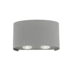 LED-Wandleuchte, Außenleuchte, silber, halbrund, 4flg, warmweiß, Up+Down, IP54
