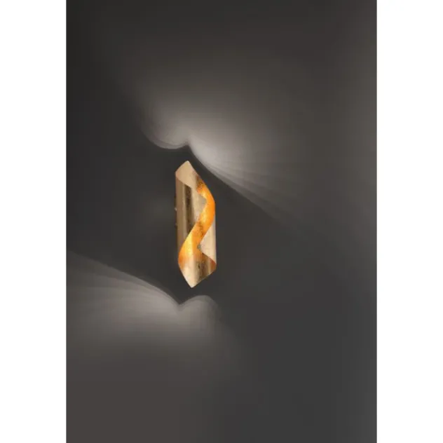 LED-Wandleuchte, Blattgoldoptik, gebogene Form, inkl Wippschalter,