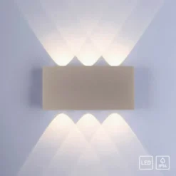 LED Wandleuchte CARLO, sandfarben, IP54, Up-&Downlight,