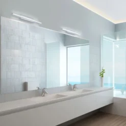 LED-Wandleuchte, chrom, Spiegel, warmweiße Lichtfarbe, IP44, energiesparend